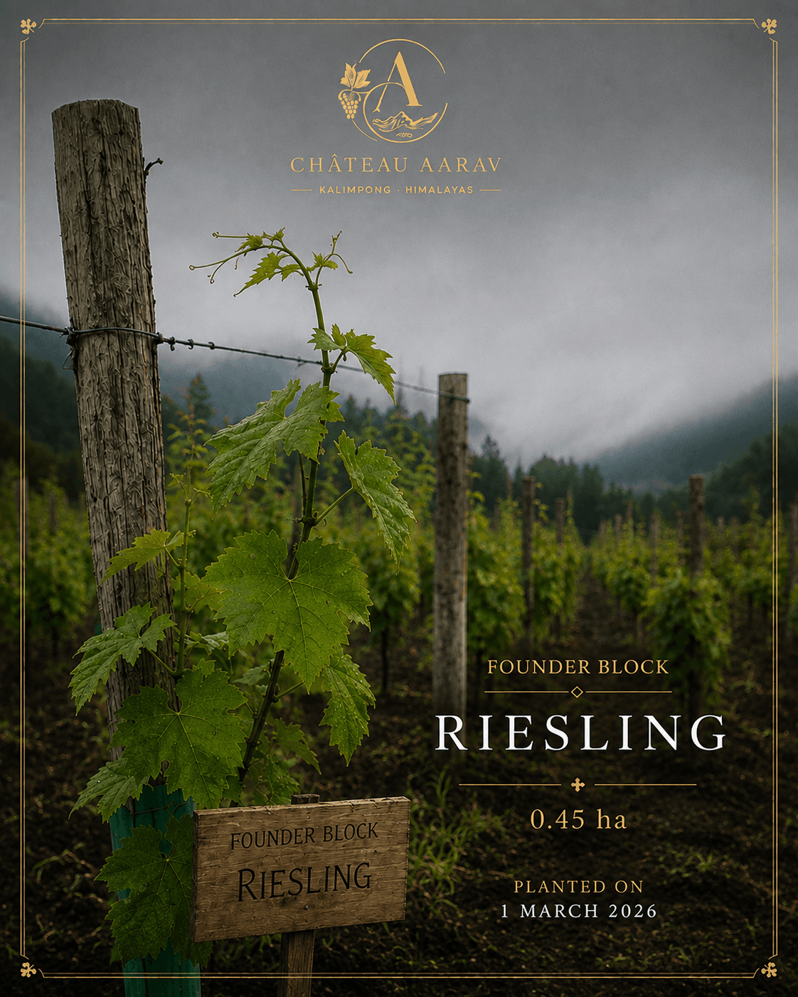 Riesling vines at Château Aarav